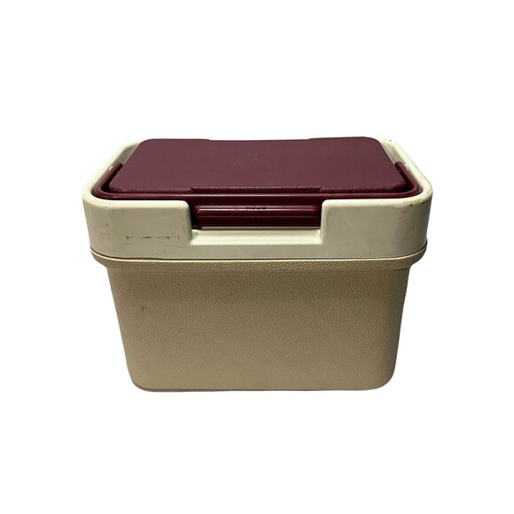 Vintage Thermos L'il SunPacker 6.5 Qt Burgundy Beach Pool Cooler Lock Lid USA - Picture 8 of 10
